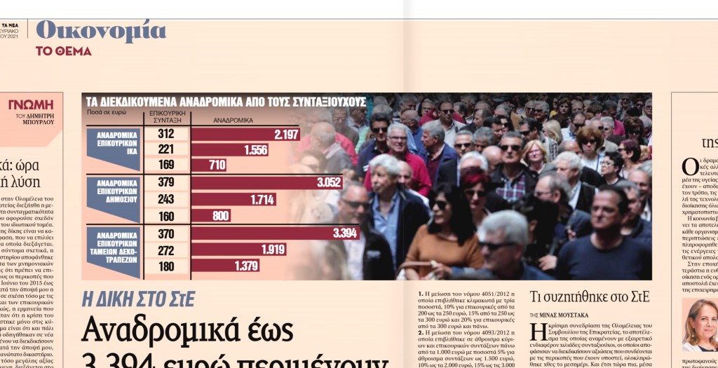 Αναδρομικά έως 3.394 ευρώ περιμένουν οι συνταξιούχοι