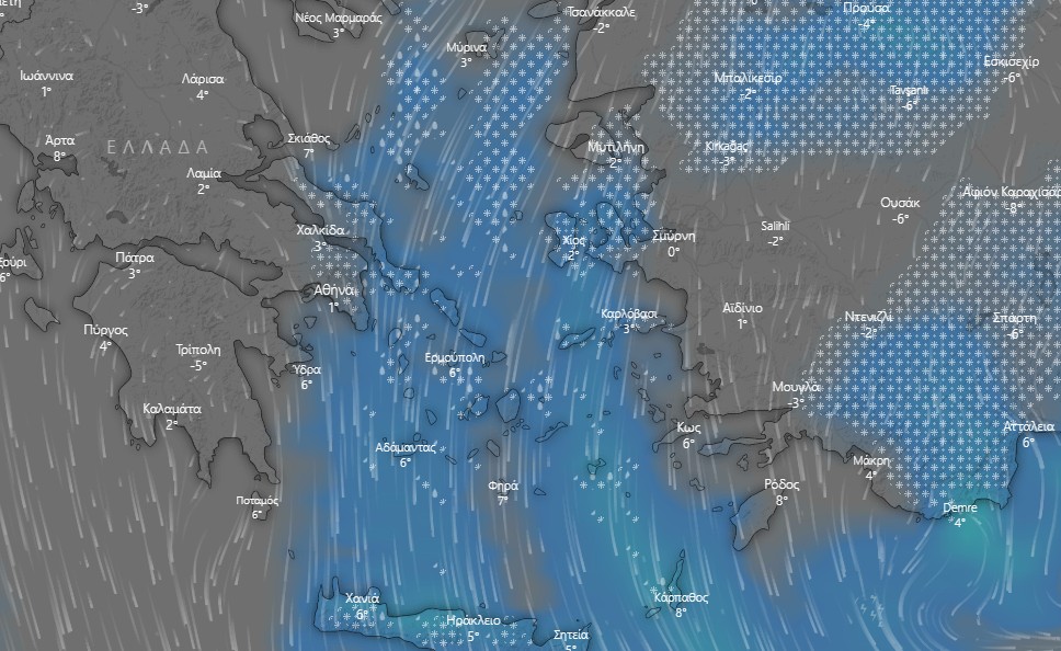 Μήδεια : Η κακοκαιρία «παγώνει» την Ελλάδα – Δείτε live την πορεία της