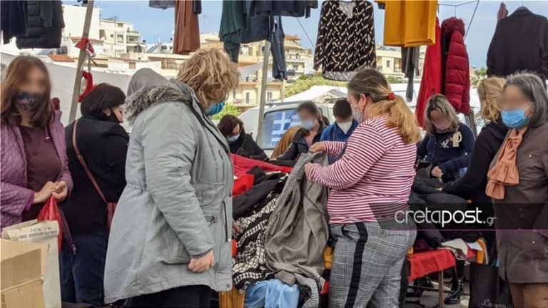 Ηράκλειο : Συνωστισμός σε λαϊκή αγορά παρά το «βαθύ κόκκινο» – Απούσα ξανά η ΕΛ.ΑΣ.