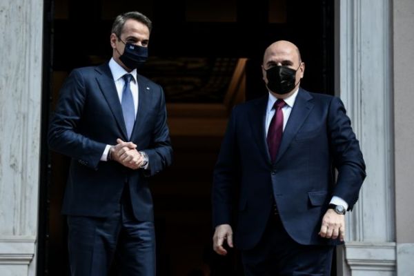 Σε εξέλιξη οι κοινές δηλώσεις Μητσοτάκη και του πρωθυπουργού της Ρωσίας Μισούστιν