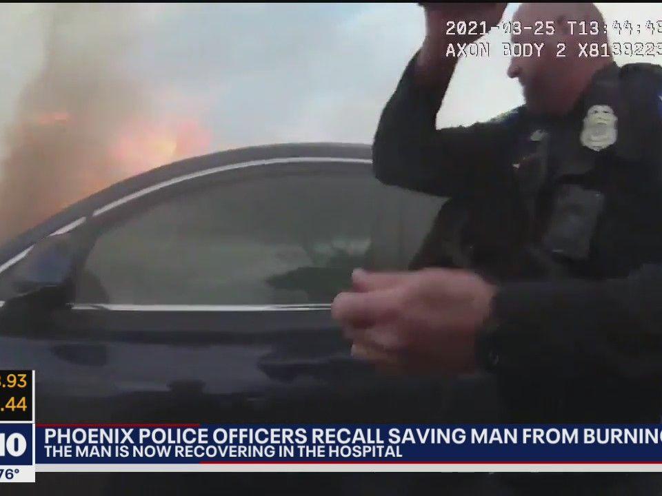 ΗΠΑ : Αστυνομικός σώζει αναίσθητο άνδρα από αμάξι με φλόγες – Συγκλονιστικές εικόνες