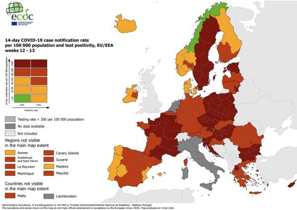 Κοροναϊός : Τι αποκαλύπτει ο χάρτης του ECDC – Στο «βαθύ κόκκινο» η Δυτική Μακεδονία