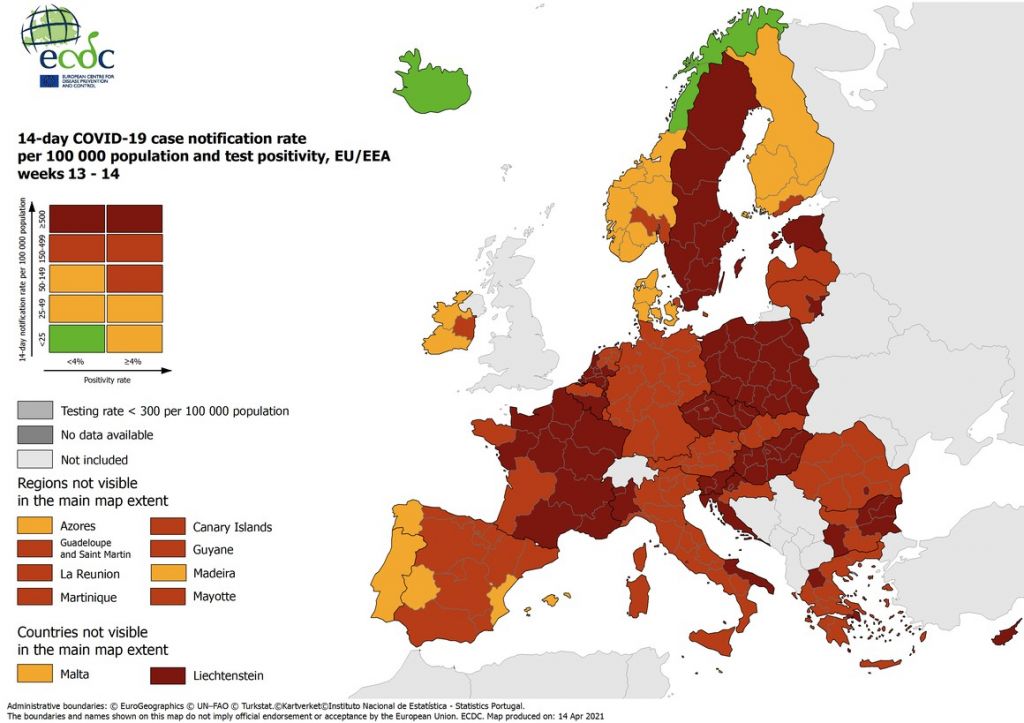 Χάρτης ECDC: Στο «βαθύ κόκκινο» Αττική και Δυτική Μακεδονία