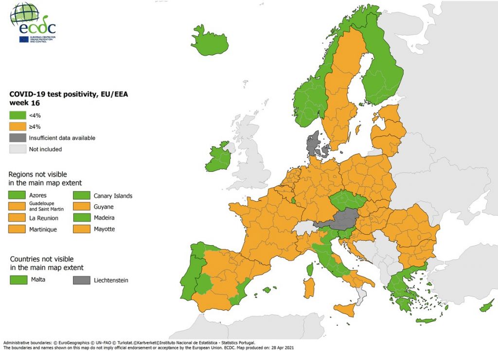 ECDC: Για δεύτερη συνεχόμενη εβδομάδα στο πράσινο ο δείκτης θετικότητας στην Ελλάδα