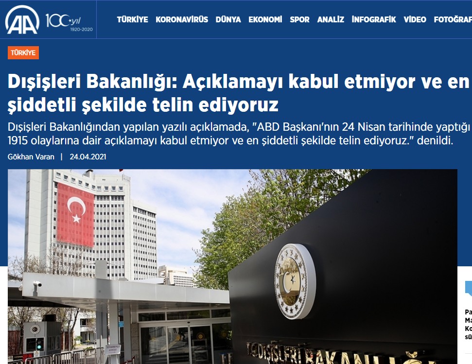 Γενοκτονία των Αρμενίων : Σε πανικό τα τουρκικά ΜΜΕ – «Σκάνδαλο οι δηλώσεις του Μπάιντεν»