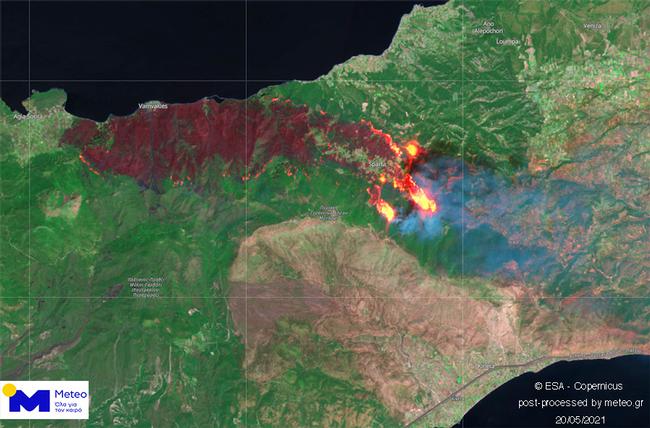Φωτιά στην Κορινθία: Το μέγεθος της καταστροφής από ψηλά