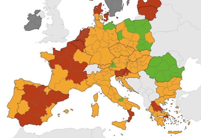 Κοροναϊός: Οι χάρτες του ECDC επιβεβαιώνουν την βελτίωση της επιδημιολογικής εικόνας της Ελλάδας