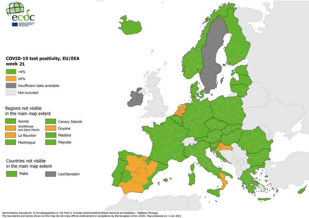 ECDC: Η Ελλάδα ανάμεσα στις χώρες με τα περισσότερα τεστ – Κάτω από το 4% ο δείκτης θετικότητας [χάρτες]
