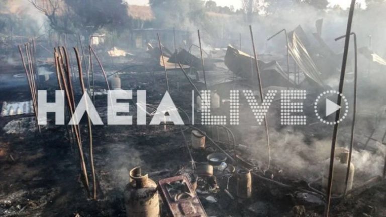 Νέα Μανωλάδα: Φωτιά σε παραπήγματα – Εκρήξεις από φιάλες υγραερίου