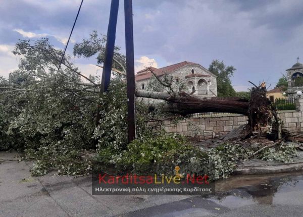 Καρδίτσα: Έντονη βροχόπτωση, χαλάζι και δυνατοί άνεμοι προκάλεσαν καταστροφές μέσα σε λίγα λεπτά