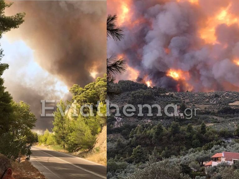 Μεγάλη μάχη με την φωτιά στην Εύβοια – Σε τέσσερα μέτωπα αυτή την ώρα – Καθηλωμένα τα εναέρια μέσα