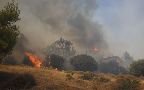 Φωτιά στην Κερατέα – «Έχουν καεί σπίτια» – Μάχη να μη φτάσει στον Εθνικό Δρυμό Σουνίου