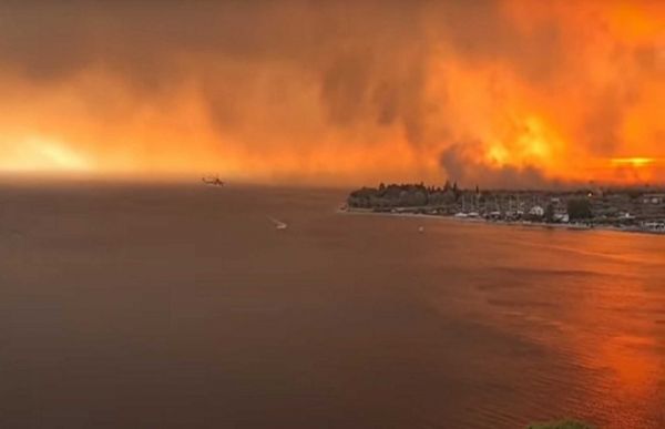 Φωτιά στην Εύβοια – Εικόνες «Αποκάλυψης» – Καίγονται οικισμοί γύρω από τη Λίμνη