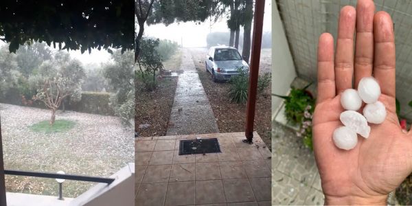 Καταιγίδα στην Αλεξανδρούπολη με χαλάζι σε μέγεθος καρυδιού