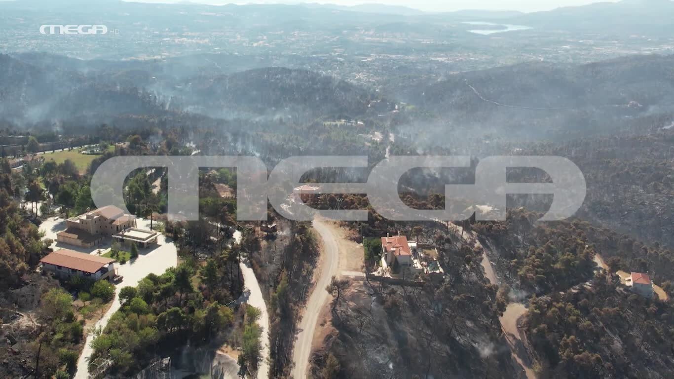 Βιβλική καταστροφή στην Αττική - Το drone του MEGA στις καμένες εκτάσεις