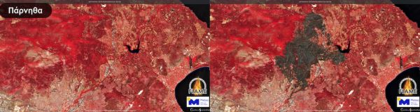 Φωτιές – Οι Δορυφορικές Εικόνες απεικονίζουν το μέγεθος της καταστροφής