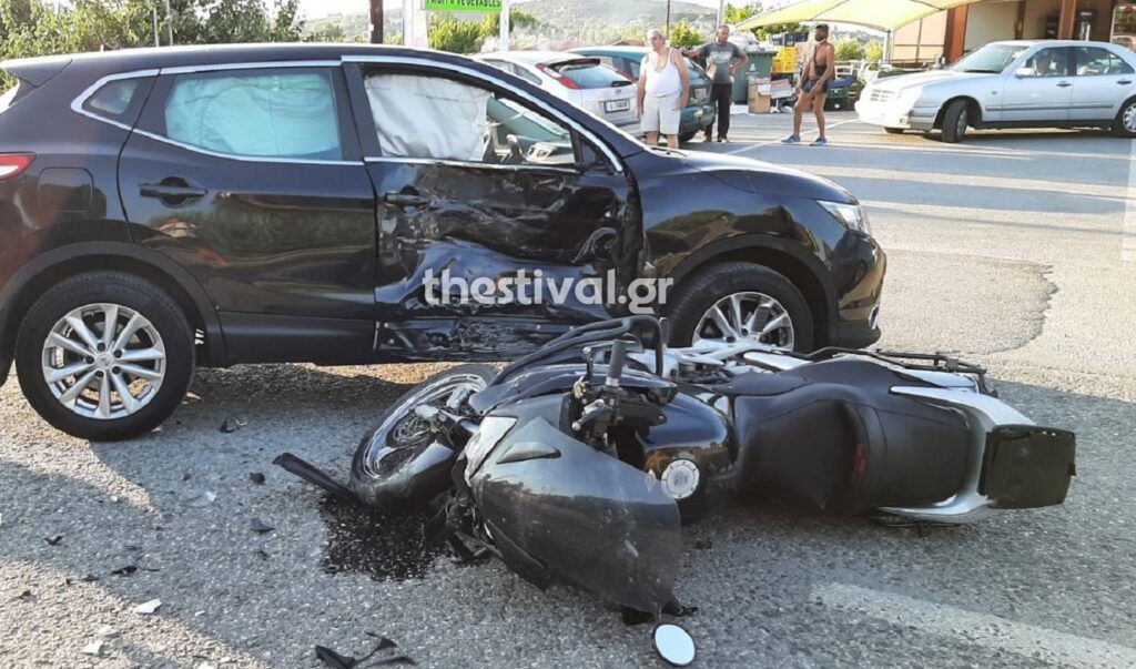 Χαλκιδική – Τραυματισμός οδηγού δικύκλου σε σύγκρουση με αυτοκίνητο