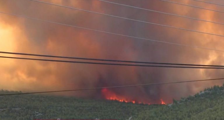 Βίλια – Μεγαλώνει το πύρινο μέτωπο – Νέο μήνυμα από το 112 για εκκενώσεις οικισμών