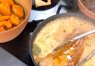 Λαχταριστό χοιρινό στη γάστρα με γλάσο μπύρας και πουρέ κολοκύθας