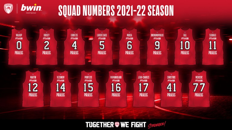 Ολυμπιακός – Οι αριθμοί στις φανέλες για τη νέα μπασκετική σεζόν