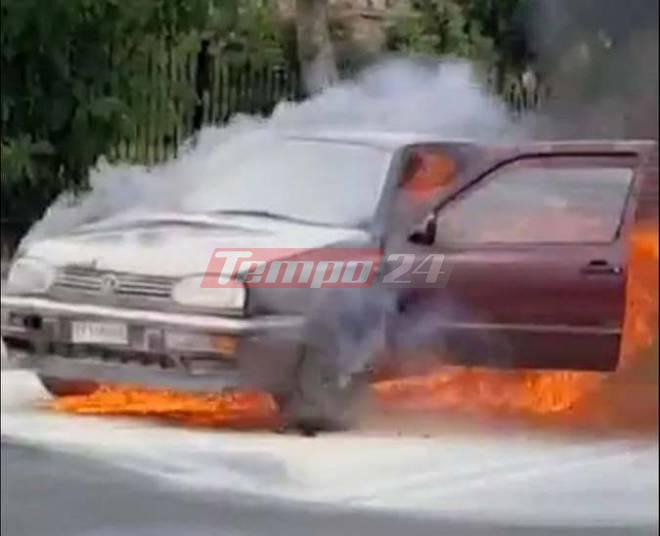 Πάτρα – Λαμπάδιασε αυτοκίνητο σταματημένο σε φανάρι – Κάηκε ολοσχερώς