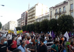 Με μεγάλη συμμετοχή η πορεία των συνδικάτων στη Θεσσαλονίκη