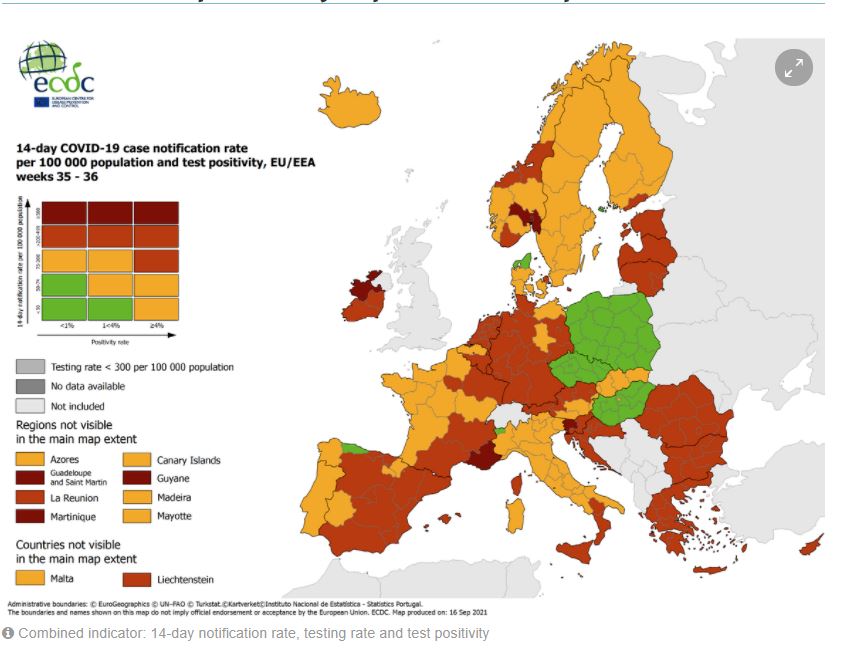 Χάρτης ECDC – Στο «πορτοκαλί» όλη η Ελλάδα