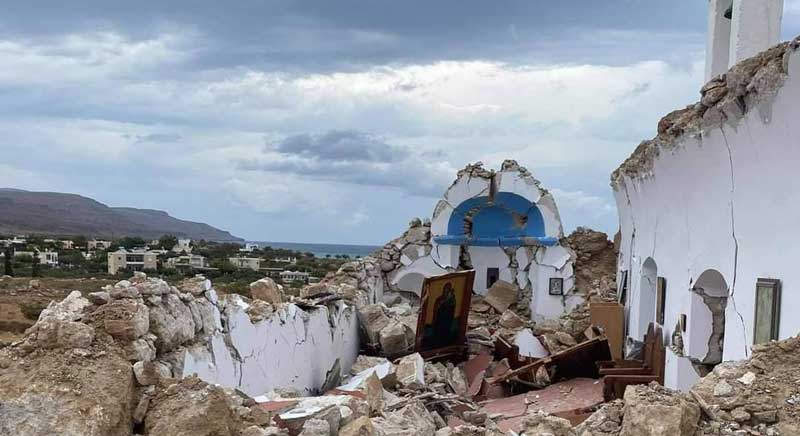 Σεισμός στην Κρήτη - Κατέρρευσε το εκκλησάκι του Αγίου Νικολάου