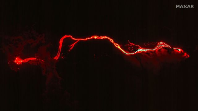 Λα Πάλμα – Δορυφορική απεικόνιση της ροής λάβας του ηφαιστείου