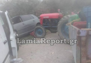 Λαμία – Τροχαίο με τρακτέρ και δύο αυτοκίνητα – Τρεις τραυματίες