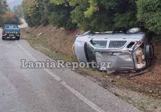 Λαμία – Τζιπ τούμπαρε στον δρόμο προς Παύλιανη – Τυχερός μέσα στην ατυχία του ο οδηγός