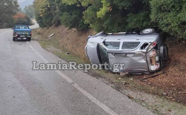 Λαμία – Τζιπ τούμπαρε στον δρόμο προς Παύλιανη – Τυχερός μέσα στην ατυχία του ο οδηγός