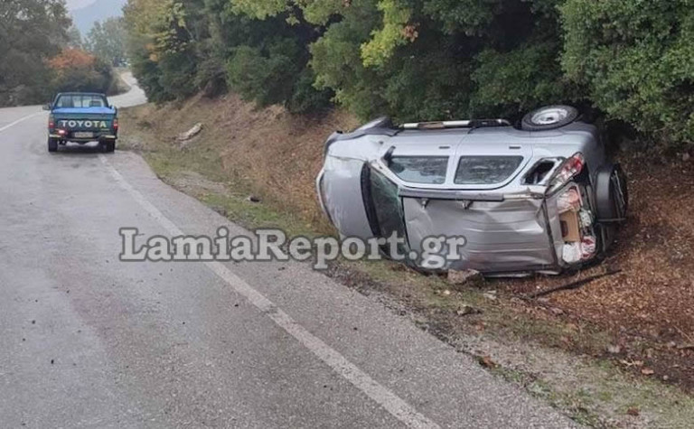 Λαμία – Τζιπ τούμπαρε στον δρόμο προς Παύλιανη – Τυχερός μέσα στην ατυχία του ο οδηγός