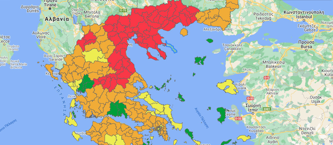 Κοροναϊός - Αλλαγές στον επιδημιολογικό χάρτη – Ποιες περιοχές μπήκαν στο κόκκινο και ποιες πρασίνισαν