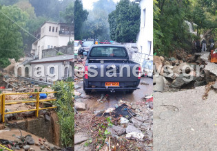 Πήλιο – Σε ποτάμια μετατράπηκαν οι δρόμοι – Βράχος καταπλάκωσε σπίτι στη Μακρυρράχη