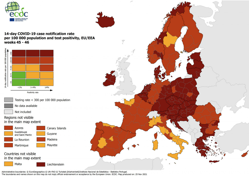 Κοροναϊός – Χάρτης ECDC – Στο βαθύ κόκκινο η Ελλάδα – Η κατάσταση στην Ευρώπη
