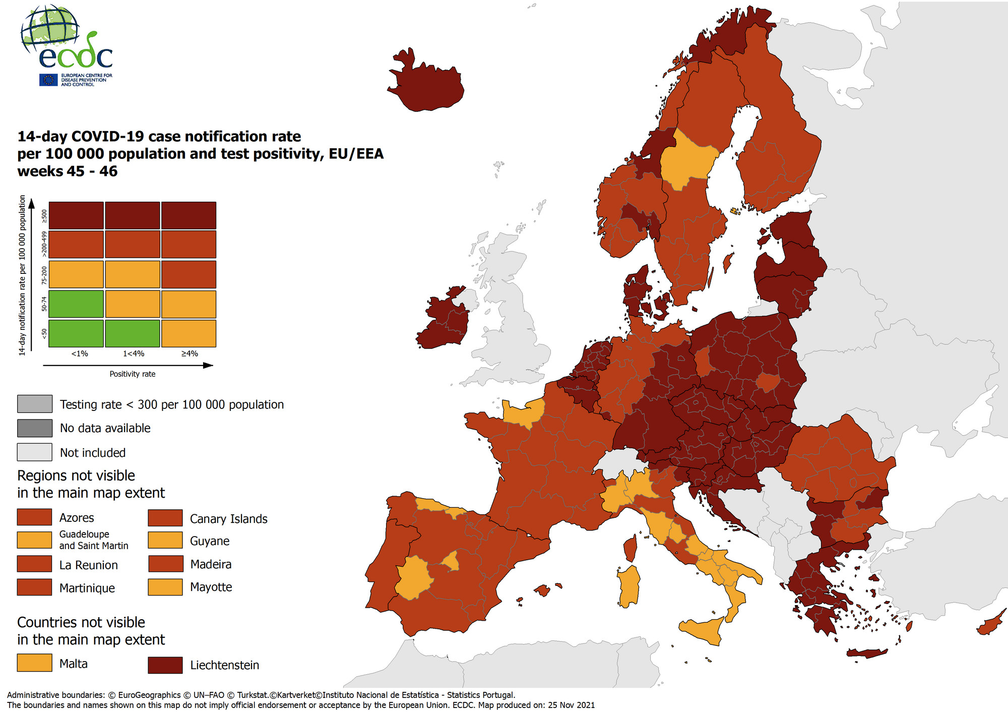 Κοροναϊός - Χάρτης ECDC - Στο βαθύ κόκκινο η Ελλάδα - Η κατάσταση στην Ευρώπη
