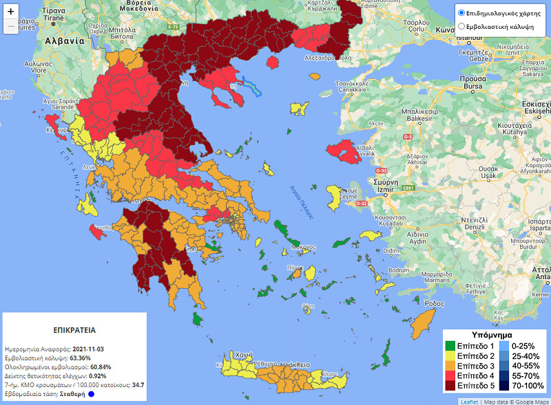 Κοροναϊός - Κοκκινίζει επικίνδυνα και ταχύτατα ο επιδημιολογικός χάρτης - Διπλασιάστηκε το ποσοστό θετικότητας - Σε επίπεδο συναγερμού το ΕΣΥ