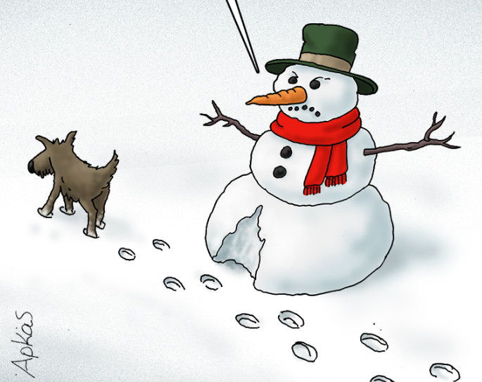 Αρκάς - Το χιουμοριστικό σκίτσο για την επέλαση του χιονιά