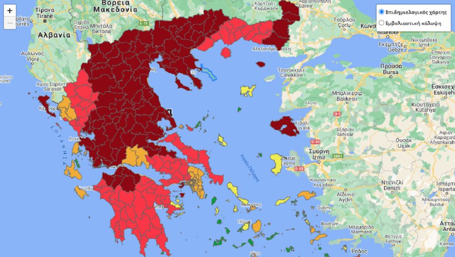 Κοροναϊός – Αυτή είναι η επιδημιολογική κατάσταση στην Ελλάδα – Οι χάρτες του ECDC
