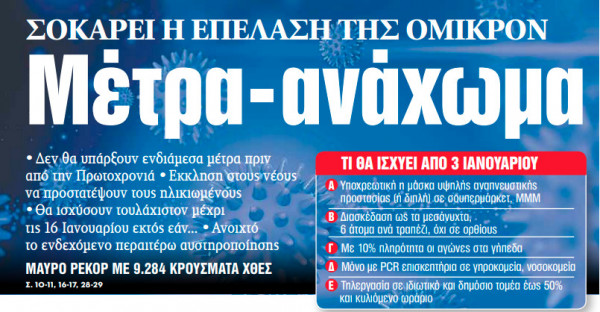Στα «ΝΕΑ» της Τρίτης – Μέτρα-ανάχωμα