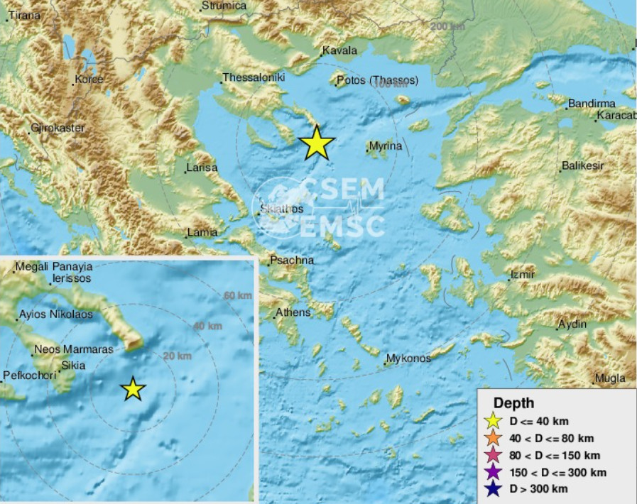 Σεισμός 5,4 Ρίχτερ ανοιχτά της Χαλκιδικής – Αισθητός και στην Αττική