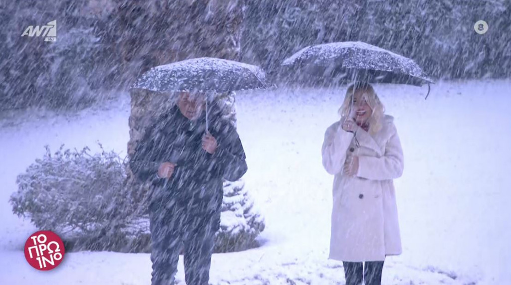 Το Πρωινό: Γιώργος Λιάγκας και Φαίη Σκορδά έκαναν εκπομπή στα χιόνια