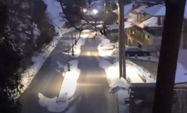 Λάρισα: Χιόνισε στα ορεινά χωριά