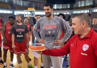 Ολυμπιακός: Η «ερυθρόλευκη» τούρτα για τα γενέθλια του Πρίντεζη (vid)