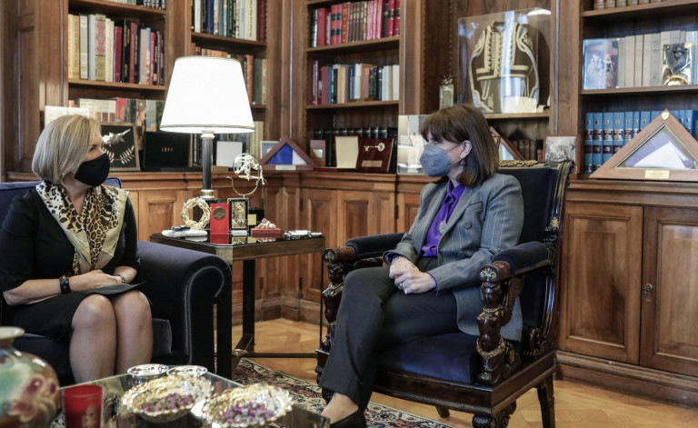 Συνάντηση Γκάγκα-Σακελλαροπούλου στο Προεδρικό Μέγαρο