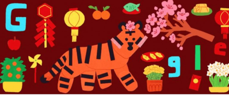 Google Doodle: Ξεκίνησε σήμερα το νέο σεληνιακό έτος της Τίγρης