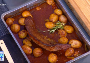 Ο Τίμος Ζαχαράτος μάς ετοιμάζει μοσχάρι στο φούρνο με γλάσο bourbon.