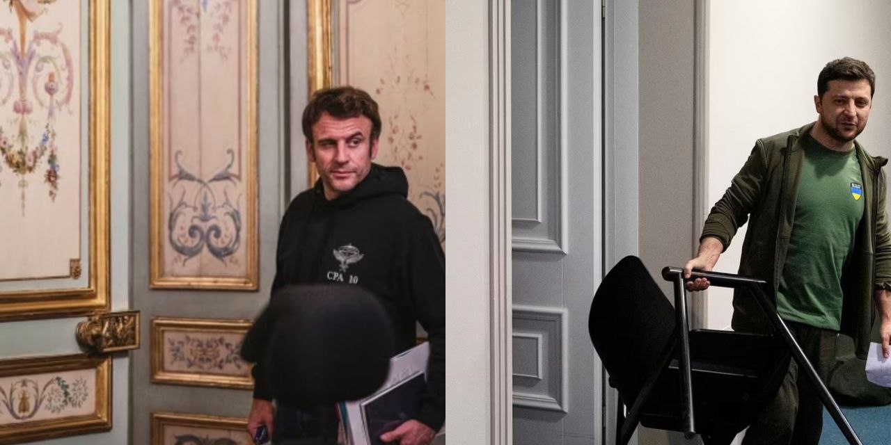 Μακρόν-Ζελένσκι: Τρεις φωτογραφίες που αποδεικνύουν πως ο γάλλος πρόεδρος αντέγραψε τον ουκρανό