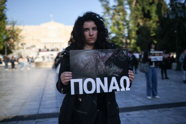 Πάσχα: Διαμαρτυρία vegan στο Σύνταγμα για το σούβλισμα